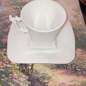 Maryland China White Teacup and Saucer Set